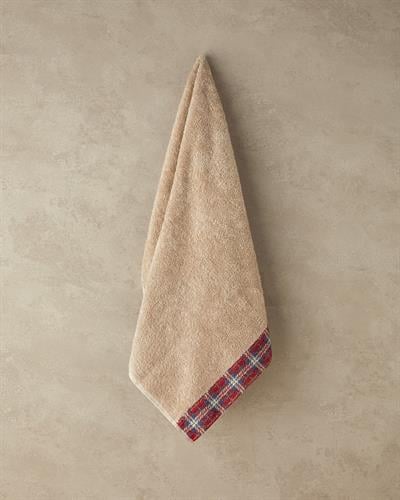 Cozy Plaid Кърпа За Лице С детайли каре Памучен 50x80 см Бежов