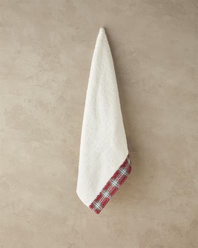 Cozy Plaid Кърпа За Лице С детайли каре Памучен 50x80 см Екрю