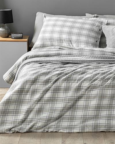 Cozy Plaid Спално Бельо Компле King Size, Мъжки Шарени Единични Къси Чорапи С Маншети, Сиво, 240 X 220 Cm