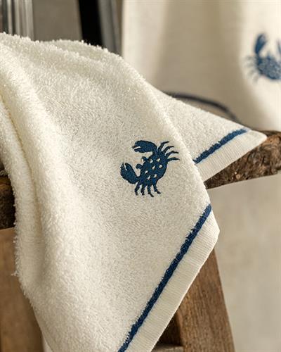 Crab Кърпа За Ръце С бродерия Памучен 30x40 см Бял