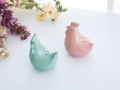 Crackle Съд за Поправки С кокошки Керамичен 7,0x6,0x9,5 cm Pink-Blue