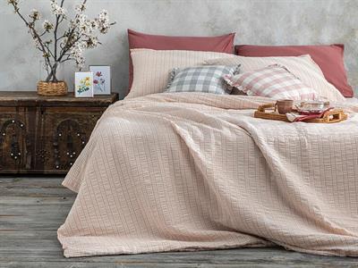 Crispate Seersucker For One Person Duvet Cover Set 160x220 cm Powder Pink - Pink