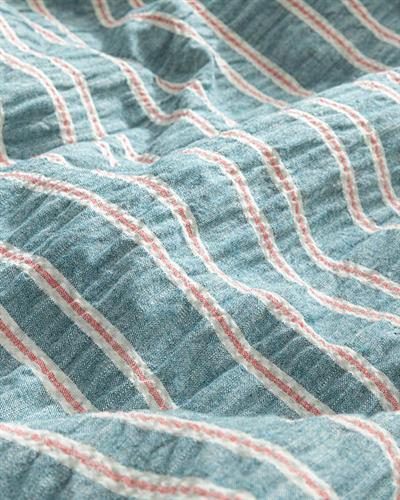 Crispate Seersucker King Size Duvet Cover Set 240x220 cm Petrol Blue – Coral