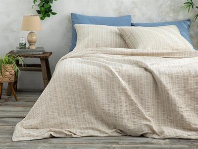 Crispate Спално Бельо Компле Super King Size, Gofre, Бежово-Синьо, 260 X 220 Cm