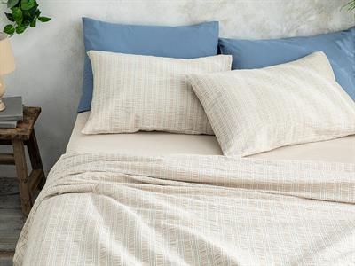 Crispate Спално Бельо Компле Super King Size, Gofre, Бежово-Синьо, 260 X 220 Cm