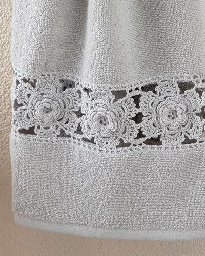 Crochet Rose Кърпа За Лице С крошет 50x80 см Светлосив