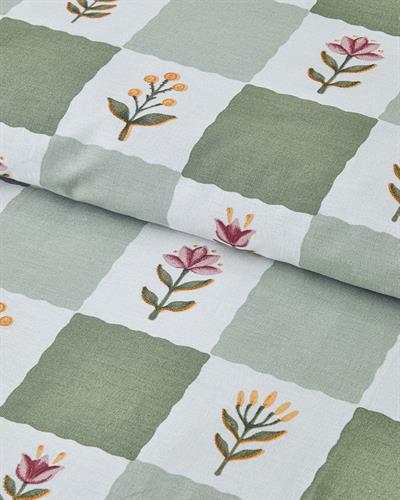 Crocus Flora Спален Комплект Единичен Памучен 160x220 см Зелен