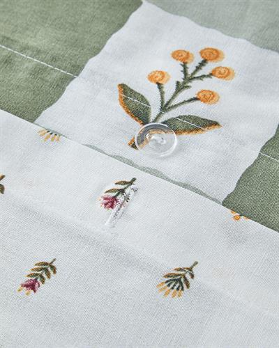 Crocus Flora Спален Комплект Двоен Памучен 200x220 см Зелен