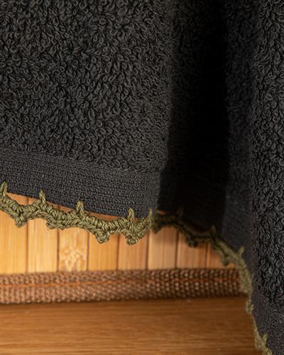 Croshet Line Хавлии За Ръце С Крошета, Памучен, Антрацит - Зелено, 30 X 40 Cm