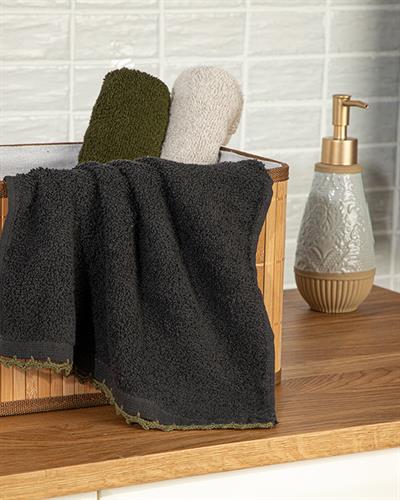 Croshet Line Хавлии За Ръце С Крошета, Памучен, Антрацит - Зелено, 30 X 40 Cm