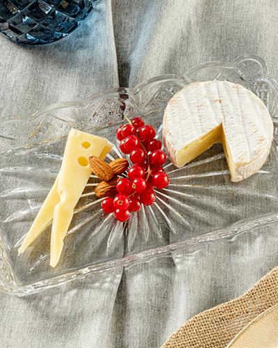 Cross Продълговата Чиния Стъкло, Прозрачен, 25 Cm