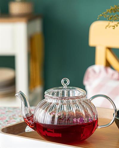 Crumpled Borosilicate Glass Pot 750 ml Transparent