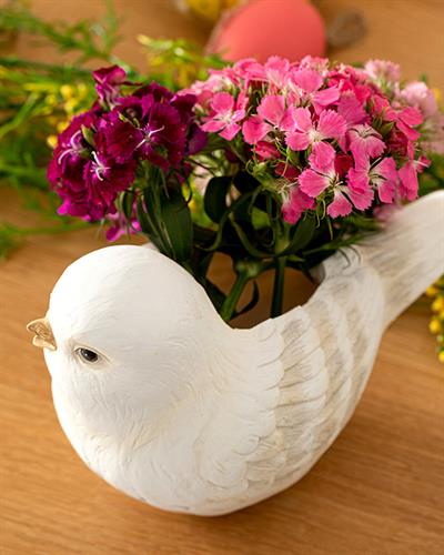 Cute Birds Саксия 18.3x9.2x11.5 см Бял