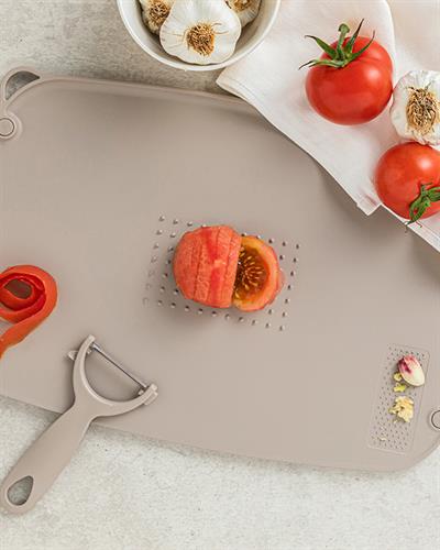 Cutting Set Дъска За Рязане С Белачка, Пластмасов, Тъмно Бежово, 37 X 26 Cm