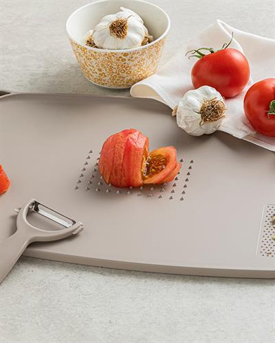 Cutting Set Дъска За Рязане С Белачка, Пластмасов, Тъмно Бежово, 37 X 26 Cm