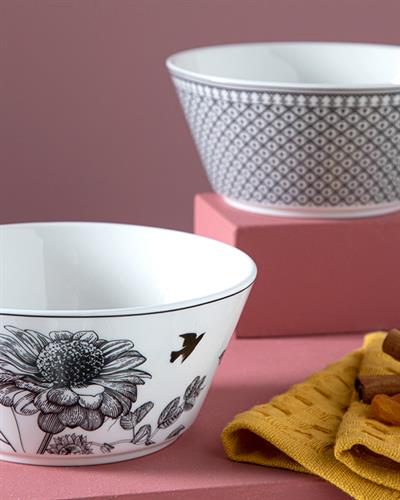 Dainty Beauty Купа 2Бр., Bone Порцелан, Черно, 14 Cm