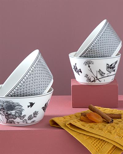 Dainty Beauty Купа 2Бр., Bone Порцелан, Черно, 11 Cm