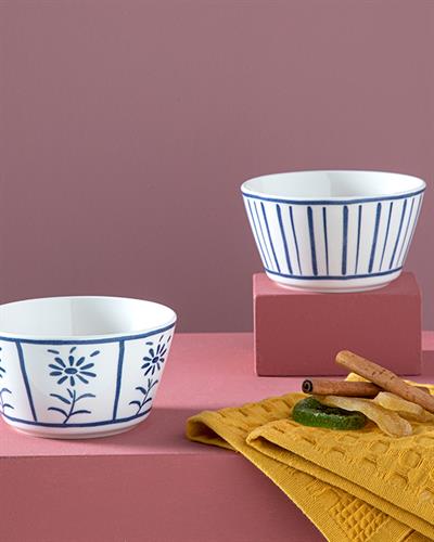 Dainty Daisy Купа 2Бр., Bone Порцелан, Синьо, 11 Cm