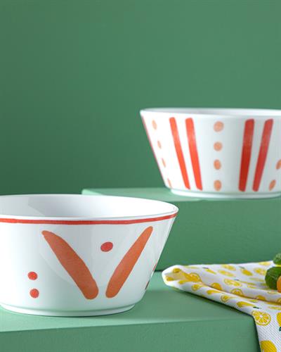 Dainty Lines Купа 2Бр., Bone Порцелан, Оранжево,, 14 Cm