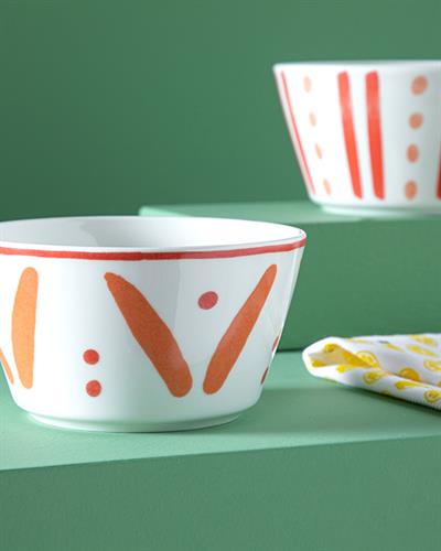 Dainty Lines Купа 2Бр., Bone Порцелан, Оранжево,, 11 Cm