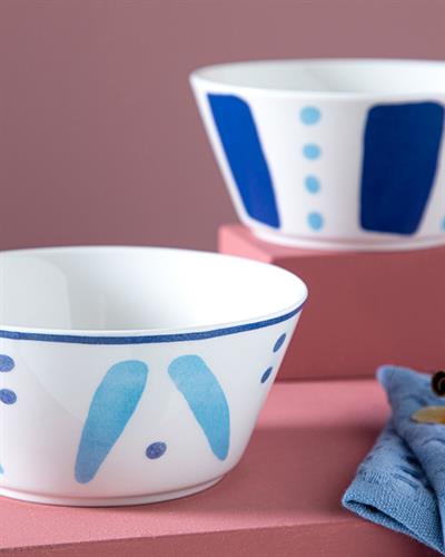 Dainty Stripes Купа 2Бр., Bone Порцелан, Синьо, 14 Cm