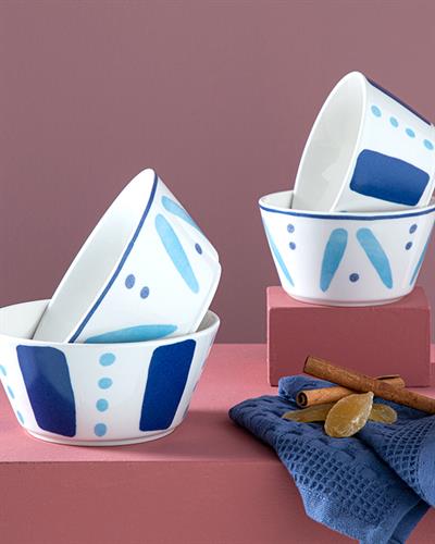 Dainty Stripes bone porcelain 2 Set Bowl 11 cm Blue