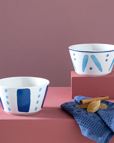 Dainty Stripes bone porcelain 2 Set Bowl 11 cm Blue
