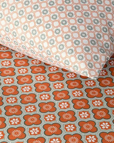 Daisy Cell Cotton For One Person Duvet Cover Set 160x220 cm Brick Red