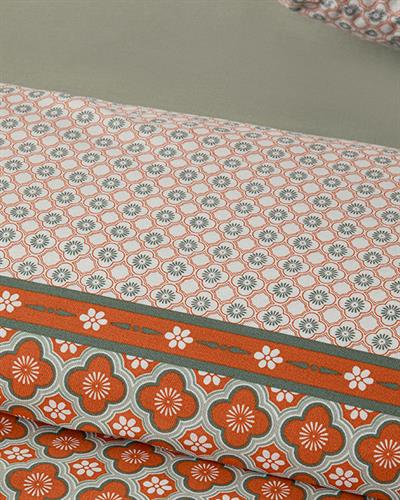 Daisy Cell Cotton For One Person Duvet Cover Set 160x220 cm Brick Red