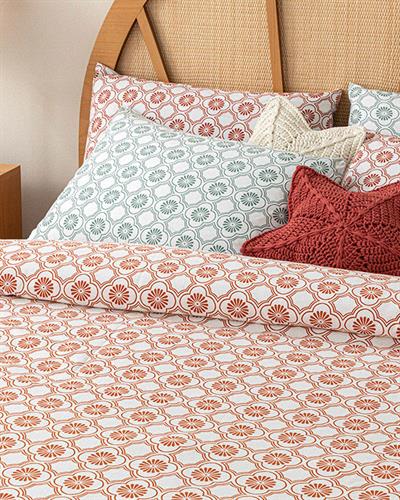 Daisy Cell Пике Двоен Размер, Отпечатан, Керемидено Червено, 200 X 220 Cm