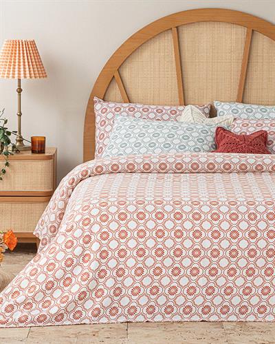 Daisy Cell Пике King Size, Отпечатан, Керемидено Червено, 240 X 220 Cm