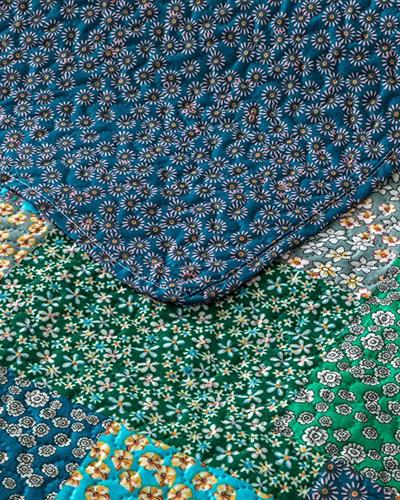 Daisy Fest King Size Multi-Purposed Quilt 240x220 cm Petrol Blue