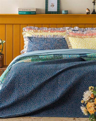 Daisy Fest King Size Multi-Purposed Quilt 240x220 cm Petrol Blue