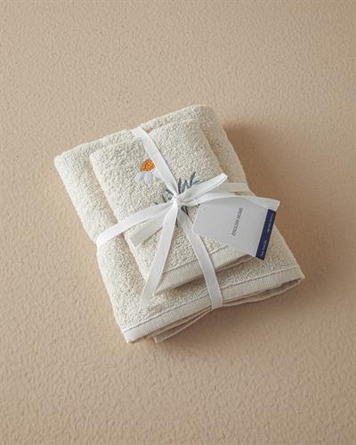 Daisy Garden Комплект Хавлия За Лице Бродирани, Памучен, Бежово, 0