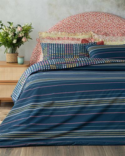 Daisy Patch Комплект Спално Бель King Size, Памучен, Тъмно Синьо, 240 X 220 Cm