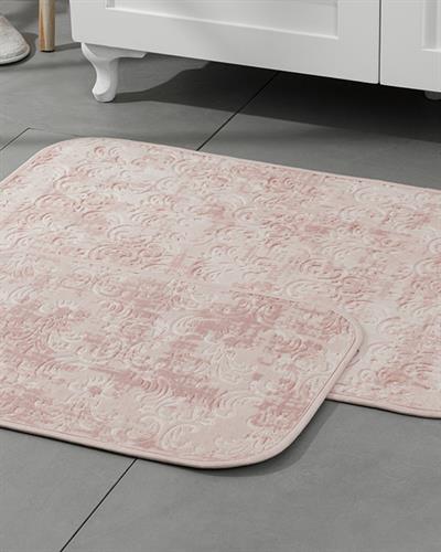 Damasko ПОСТЕЛКА ЗА БАНЯ КО С нехлъзгащ се гръб Гореща Щампа 60x90 + 40x60 cm Powder Pink.