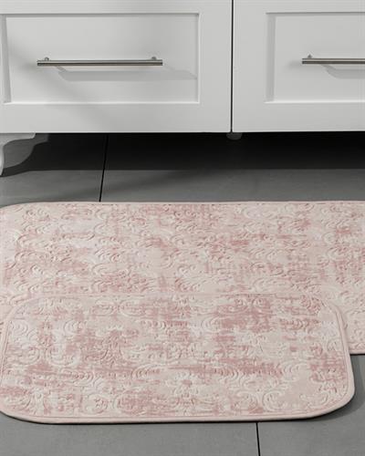 Damasko ПОСТЕЛКА ЗА БАНЯ КО С нехлъзгащ се гръб Гореща Щампа 60x90 + 40x60 cm Powder Pink.
