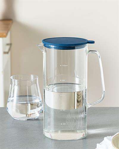 Daphne Borosilicate Silicone Lid Water Bottle 1000 ml Dark Blue