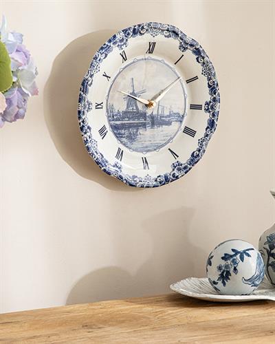 Debora Стенен Часовник Порцелан 27 см Син - Бял.