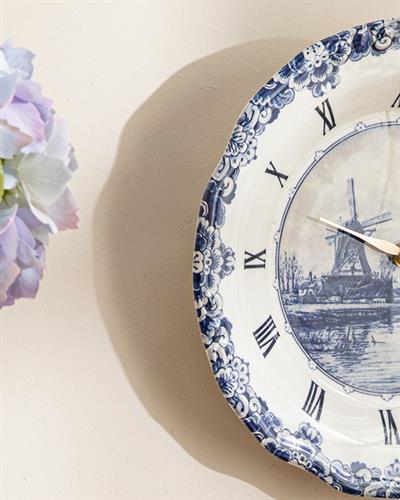 Debora Стенен Часовник Порцелан 27 см Син - Бял.