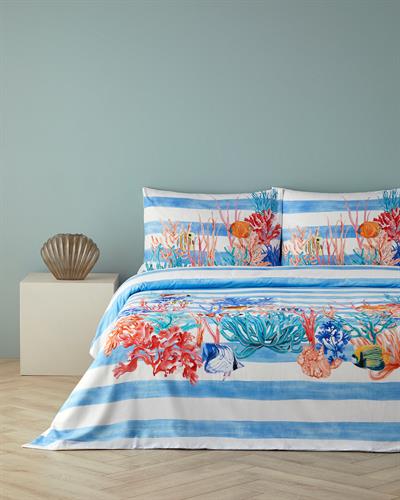 Deep Ocean Спален Комплект Двоен Мек памук с дигитална щампа 200x220 см Син