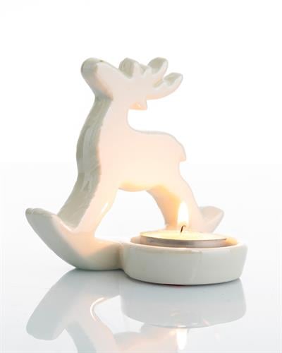 Deer Свещник Каменна керамика 10,5x8x10 см Кремав