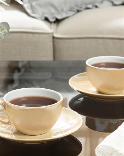 Dela Комплект Чаени Чаши 4 Бр. За 2 Души, Порцелан, Светлокафяво,, 220 Ml