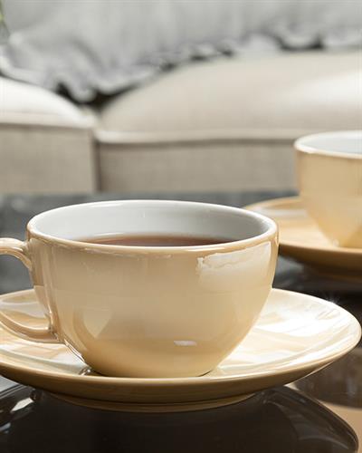 Dela Комплект Чаени Чаши 4 Бр. За 2 Души, Порцелан, Светлокафяво,, 220 Ml