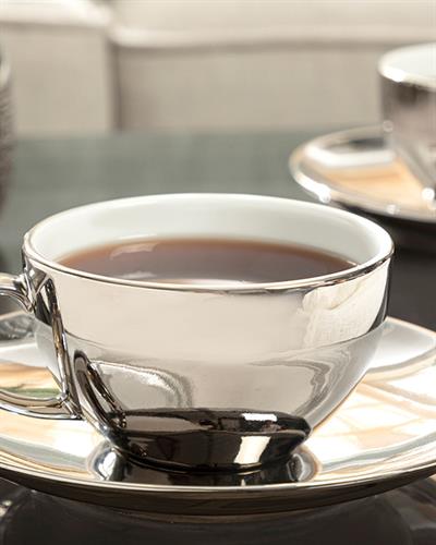 Dela Комплект Чаени Чаши 4 Бр. За 2 Души, Порцелан, Сребристо, 220 Ml