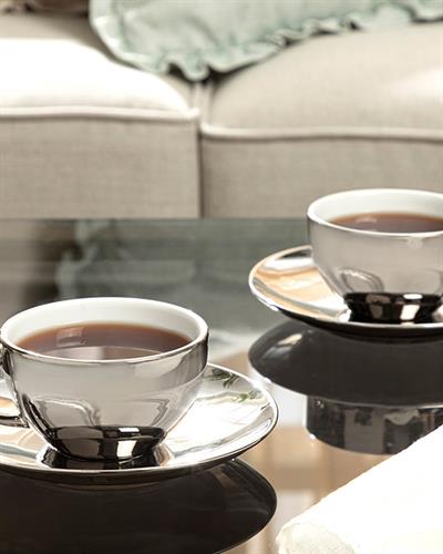 Dela Комплект Чаени Чаши 4 Бр. За 2 Души, Порцелан, Сребристо, 220 Ml