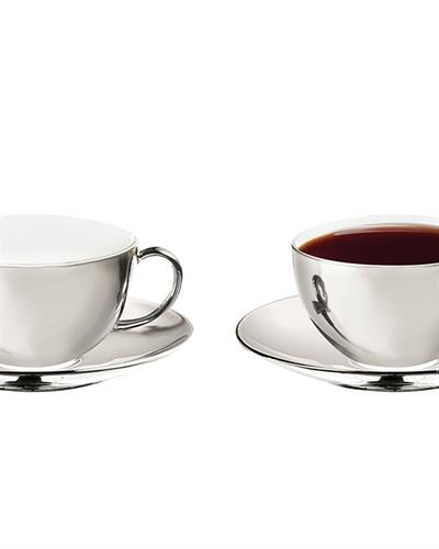 Dela Комплект Чаени Чаши 4 Бр. За 2 Души, Порцелан, Сребристо, 220 Ml