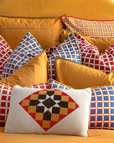 Delilah Пълнена Възглавница Отпечатан, Екрю-Индиго, 45 X 45 Cm