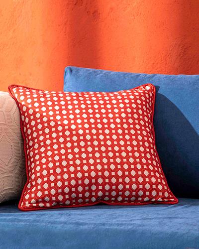 Delilah Пълнена Възглавница Отпечатан, Екрю-Червено, 45 X 45 Cm