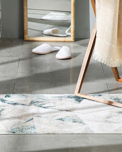 Deltoid Постелка За Баня Памучен Памучен флош 60x90 см Бял - Бежов - Бледосин